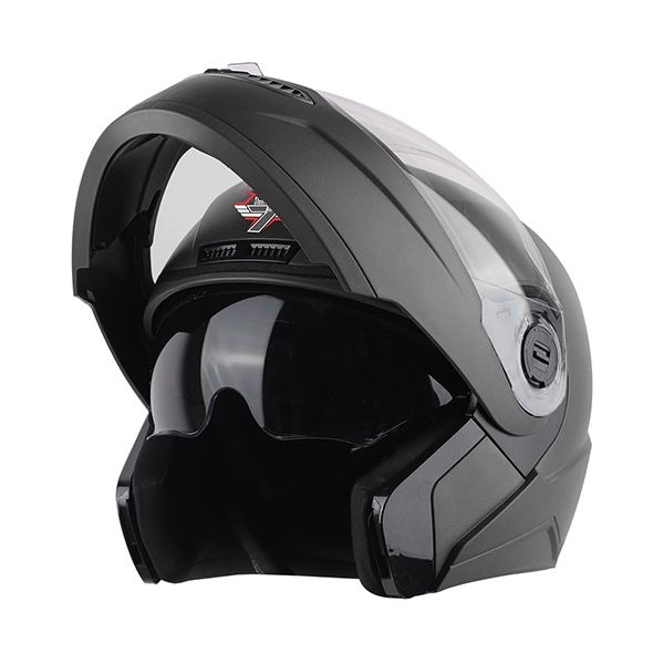 Steelbird SBA-7 7Wings ISI Certified Flip-Up Helmet for Men and Women with Inner Smoke Sun Shield Outer Clear Visor